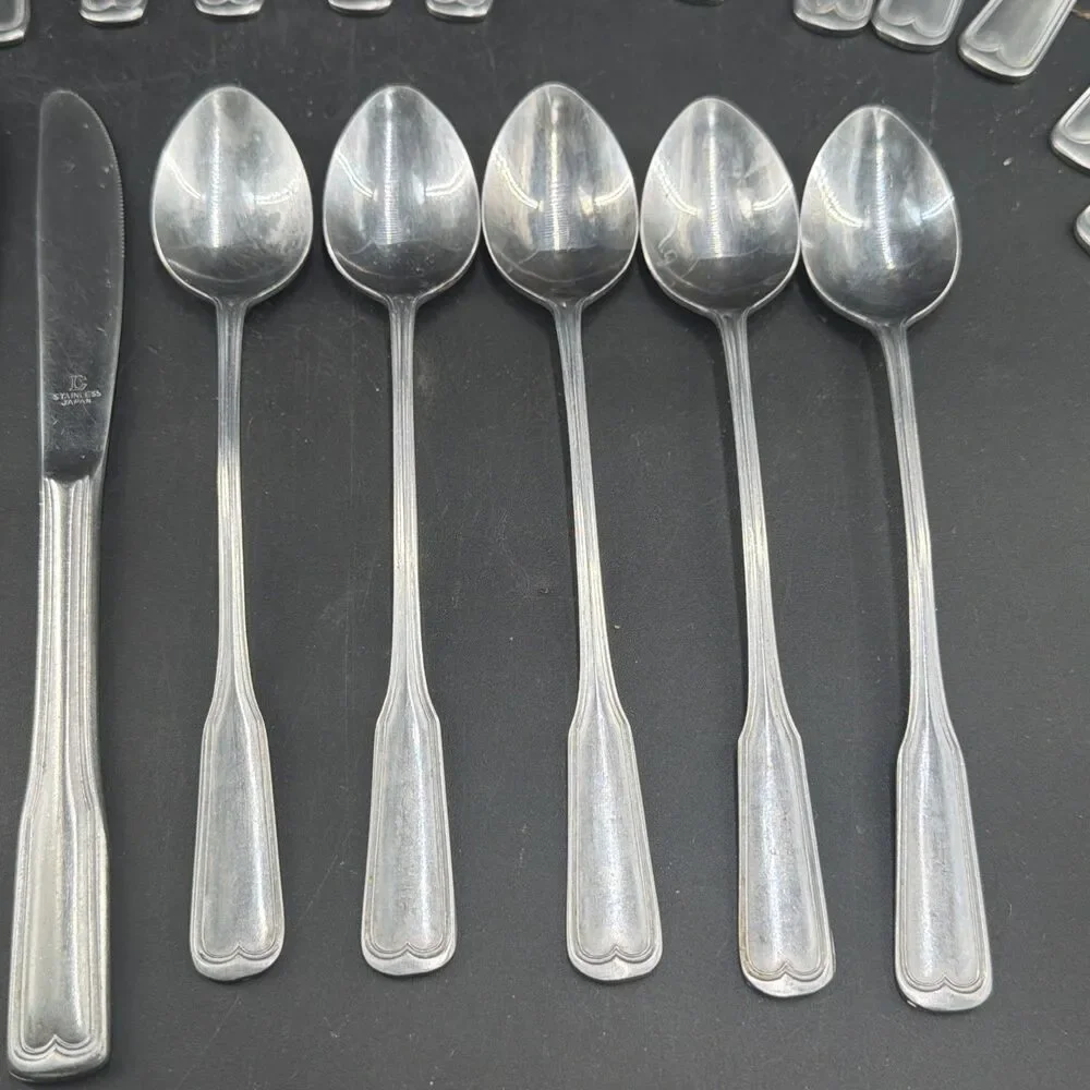 VTG Lifetime Cutlery LUC Stainless Flatware Set MCM Retro Scrolls Japan